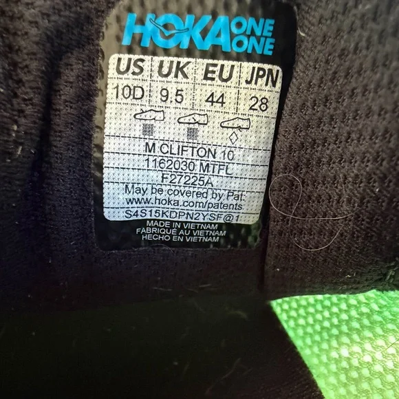 Hoka Clifton 10 Running Shoes Sz 10 Green Sneakers - Picture 4 of 16